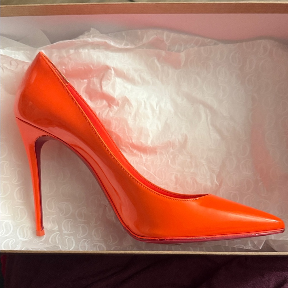 Christian Louboutin Bright Orange Heels  ( 4” heeel )